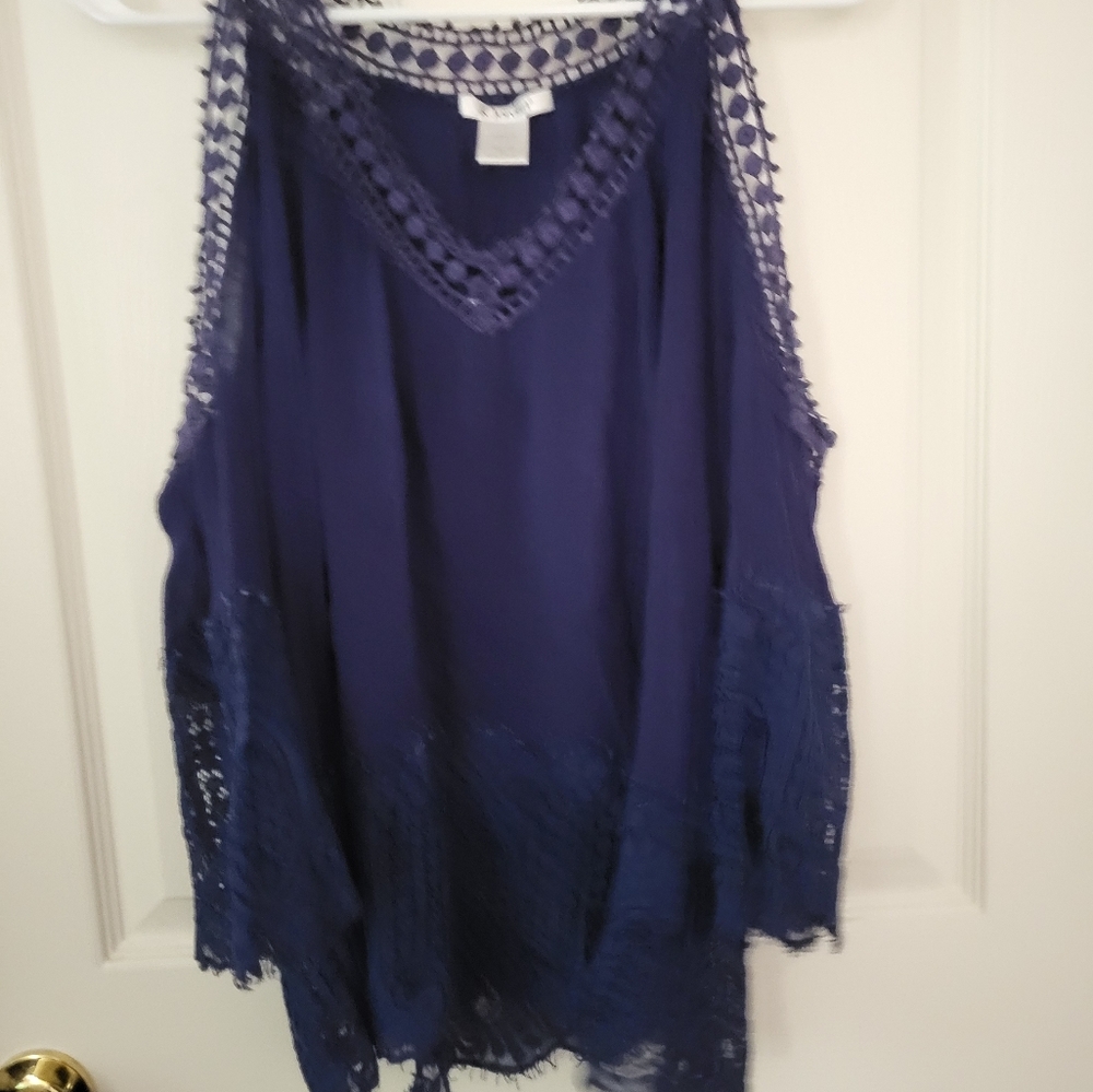 K.Jordan Dark Blue Cold Shoulder Top
